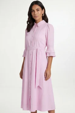 Wallis Robe Chemise Petite En Coton Dobby À Volants<Femme Robes Chemise|Toutes Les Robes