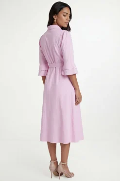 Wallis Robe Chemise Petite En Coton Dobby À Volants<Femme Robes Chemise|Toutes Les Robes