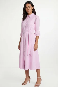 Wallis Robe Chemise Petite En Coton Dobby À Volants<Femme Robes Chemise|Toutes Les Robes