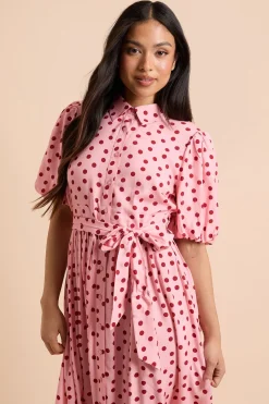 Dorothy Perkins Robe Chemise Petite À Manches Bouffantes Avec Ceinture À Pois s<Femme Robes Chemise|Toutes Les Robes