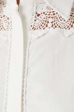 Robe Chemise Petite Occasion en Coton avec Détails Ajourés