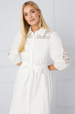 Robe Chemise Petite Occasion en Coton avec Détails Ajourés