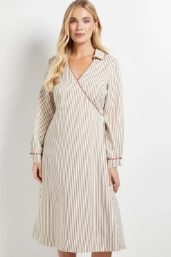 Robe Chemise Petite Taille À Détails Contrastés Rayés