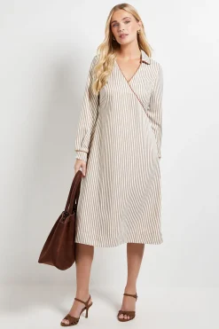 Robe Chemise Petite Taille À Détails Contrastés Rayés