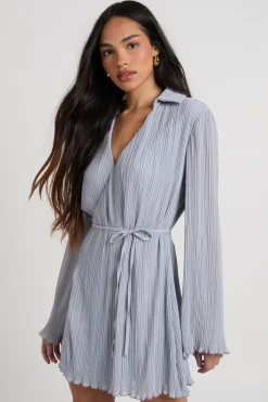 Robe Chemise Plissée à Devant Croisé