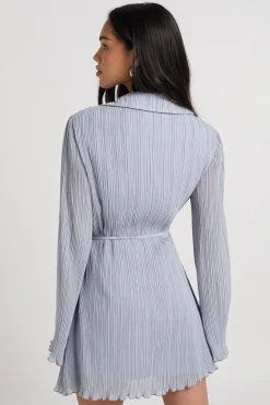 Robe Chemise Plissée à Devant Croisé