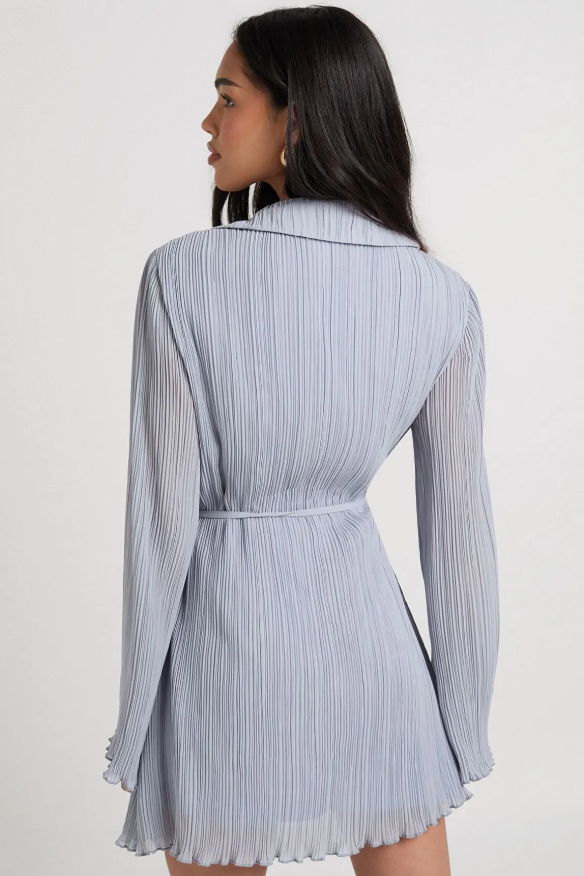 Robe Chemise Plissée à Devant Croisé