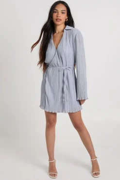 Robe Chemise Plissée à Devant Croisé