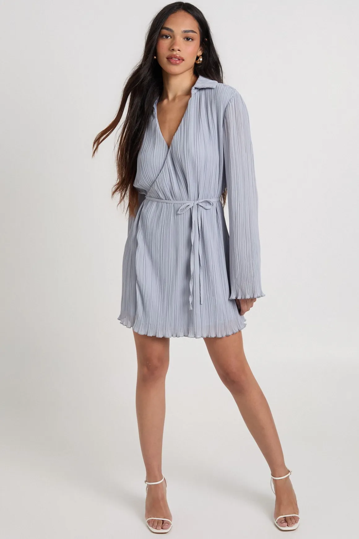 Robe Chemise Plissée à Devant Croisé
