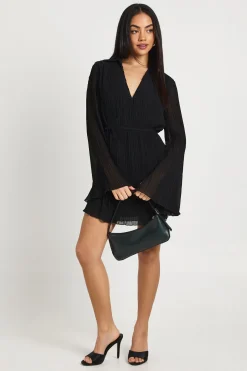 Robe Chemise Plissée à Devant Croisé