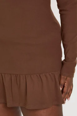 Robe chemise Plus en côte super douce avec ourlet à volants