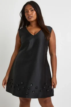 Robe chemise Plus Flower à ourlet diamanté