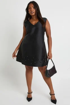Robe chemise Plus Flower à ourlet diamanté