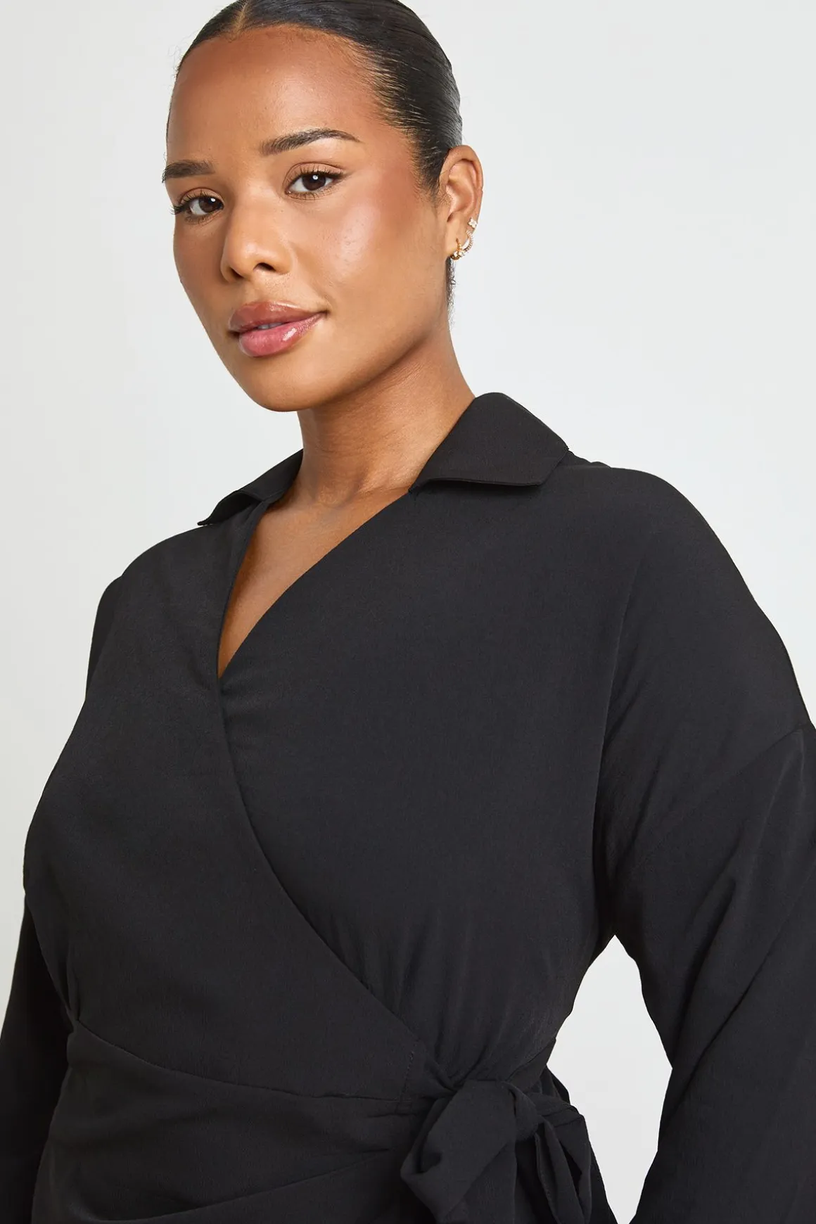 Robe Chemise Portefeuille Grande Taille Avec Fronces Latérales