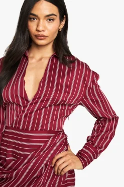 Robe chemise portefeuille à rayures