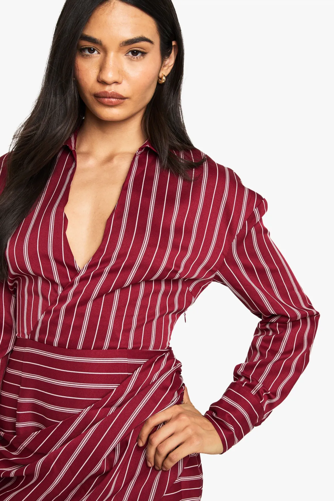 Robe chemise portefeuille à rayures
