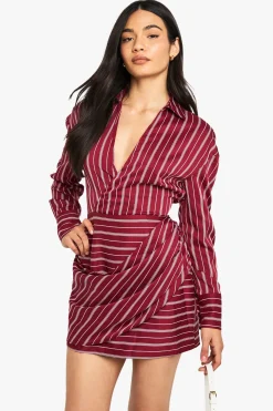 Robe chemise portefeuille à rayures