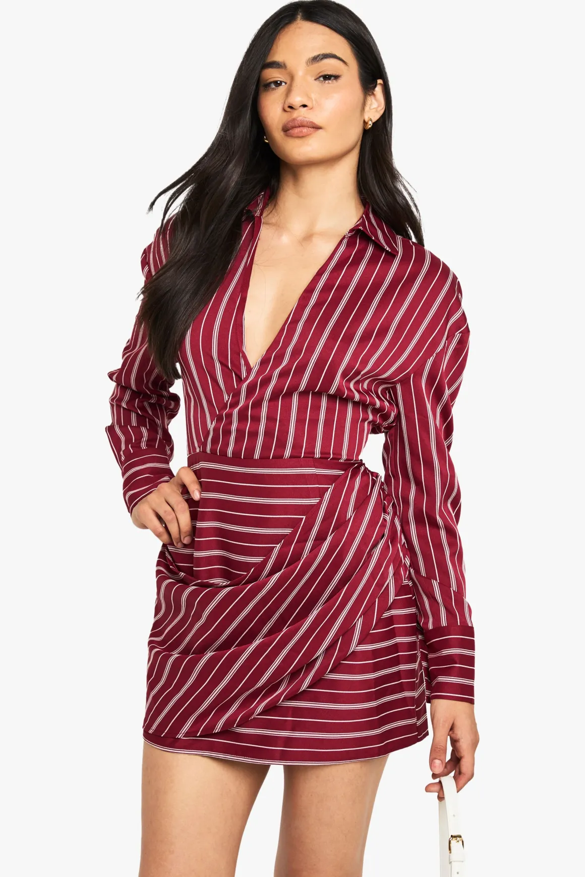 Robe chemise portefeuille à rayures