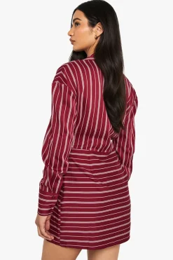 Robe chemise portefeuille à rayures
