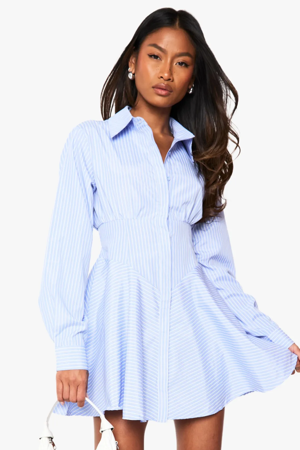 Robe chemise rayée avec détail corset