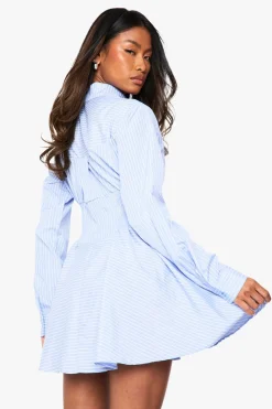 Robe chemise rayée avec détail corset