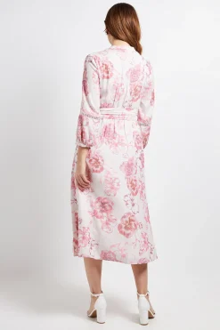 Robe Chemise Sans Col Avec Empiècement En Dentelle Florale
