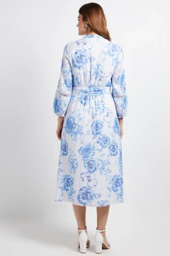 Robe Chemise Sans Col Avec Insertion De Dentelle Florale