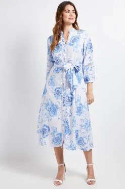 Robe Chemise Sans Col Avec Insertion De Dentelle Florale