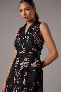 Robe Chemise Sans Manches en Dentelle