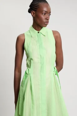 Robe Chemise Sans Manches En Mélange D'organza Texturé
