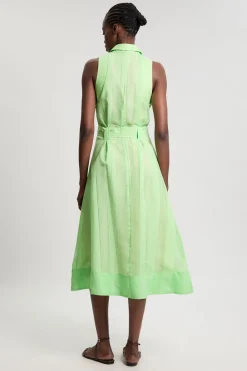 Robe Chemise Sans Manches En Mélange D'organza Texturé