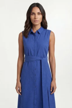 Robe Chemise Sans Manches En Organza À Carreaux
