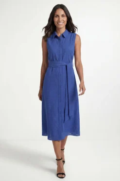 Robe Chemise Sans Manches En Organza À Carreaux