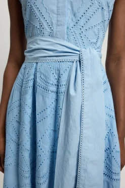 KarenMillen Robe Chemise Sans Manches Petite En Coton Broderie Anglaise Avec Ourlet Festonné<Femme Robes Chemise|Toutes Les Robes