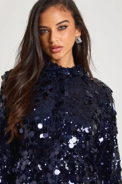 Robe chemise à sequins disque