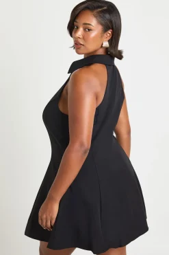 boohoo Robe chemise skater sans manches à boutons dorés Plus<Femme Robes Patineuses|Robes