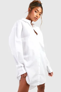 Robe chemise surdimensionnée ultime en popeline de coton