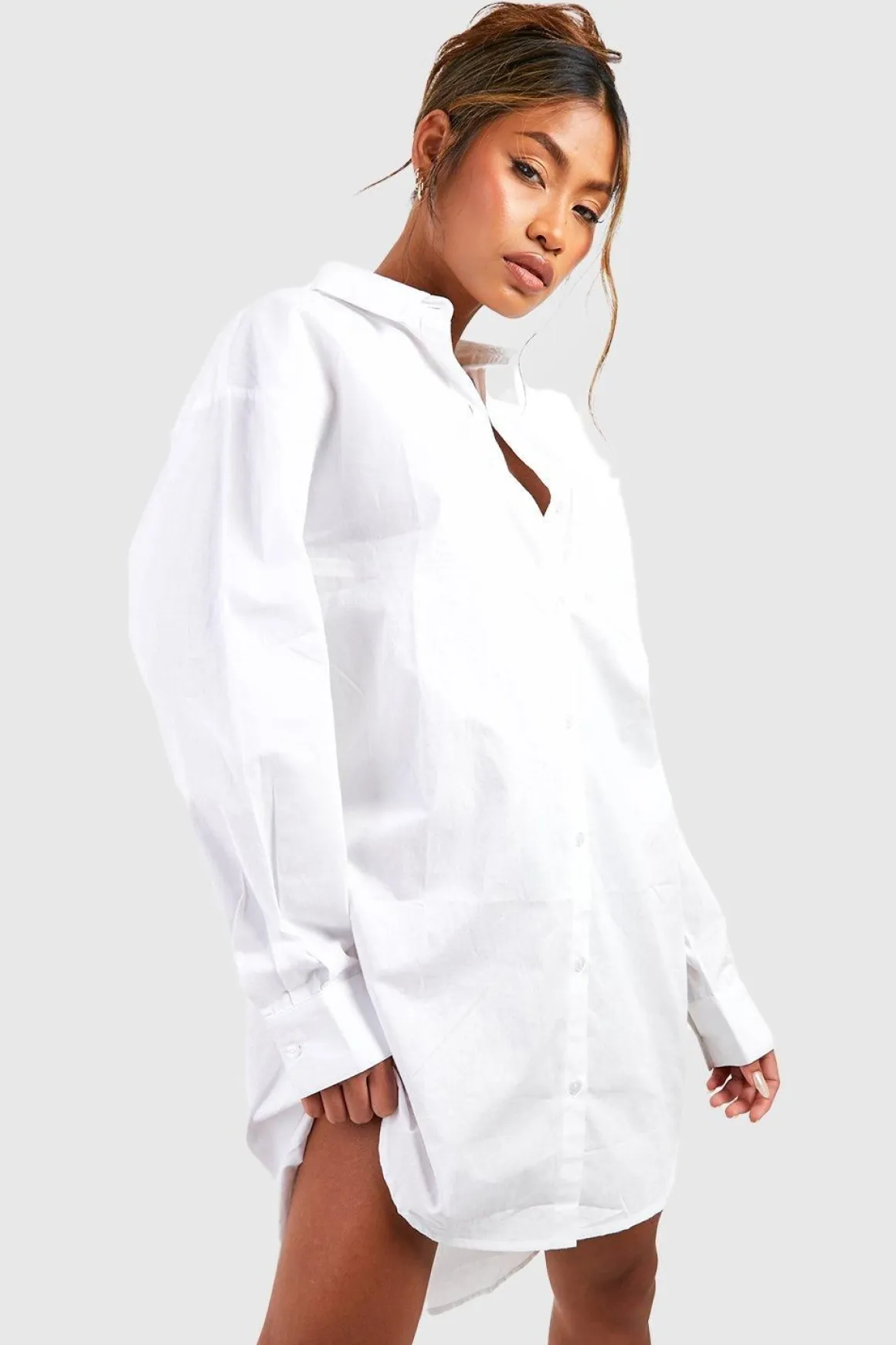 Robe chemise surdimensionnée ultime en popeline de coton