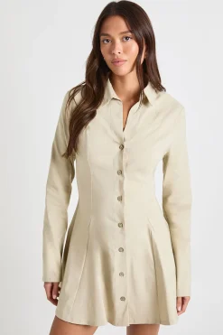 Robe-chemise à taille cintrée en bengaline