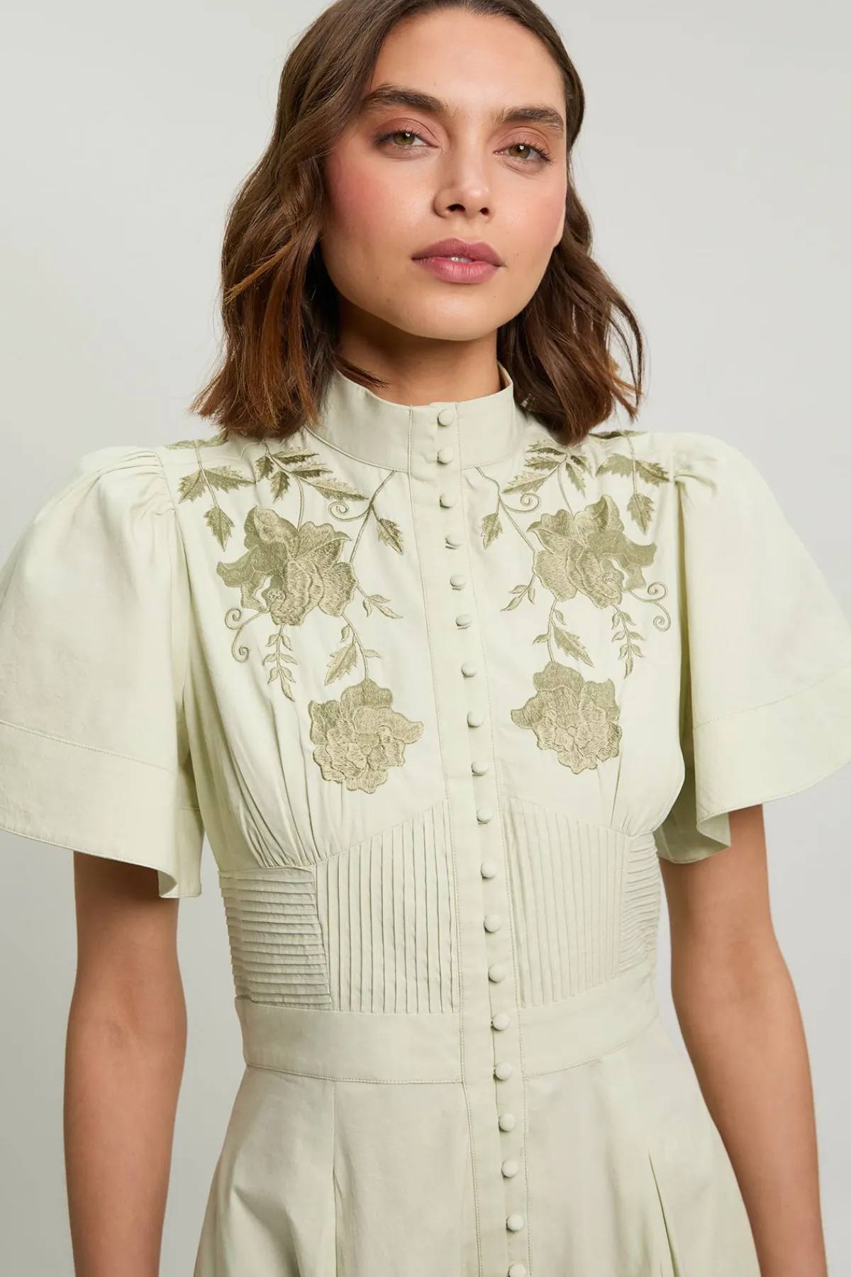 KarenMillen Robe Chemise À Taille Froncée Et Détails Brodés<Femme Robes Mi-Longues|Robes