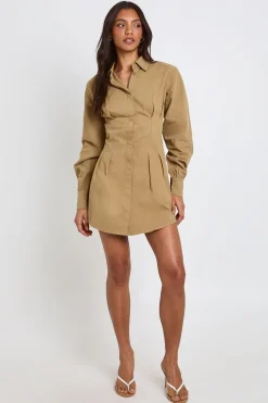 boohoo Robe Chemise Tall À Manches Longues Et Col Haut<Femme Robes À Manches Longues|Robes