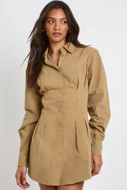 boohoo Robe Chemise Tall À Manches Longues Et Col Haut<Femme Robes À Manches Longues|Robes