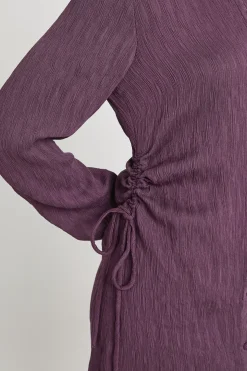 Robe-chemise texturée à fronces
