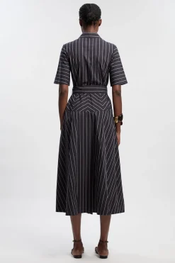 Robe Chemise Tissée En Coton À Rayures