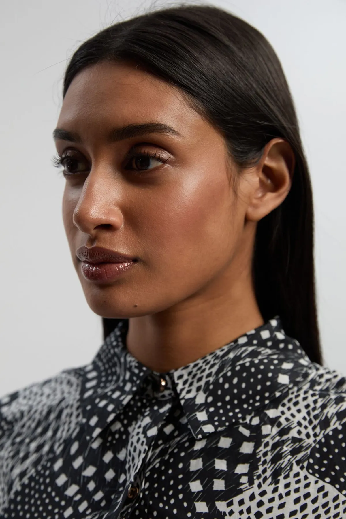 KarenMillen Robe Chemise Tissée En Soie Et Coton À Motif Géométrique chrome<Femme Robes À Manches Longues|Robes
