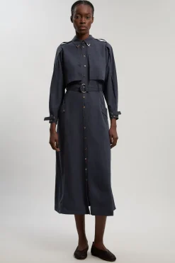 Robe Chemise Tissée En Twill De Cupro Petite Avec Détail Ceinture