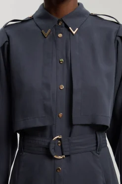 Robe Chemise Tissée En Twill De Cupro Petite Avec Détail Ceinture