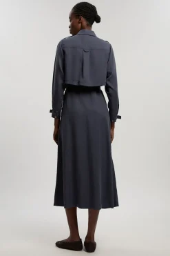 Robe Chemise Tissée En Twill De Cupro Petite Avec Détail Ceinture