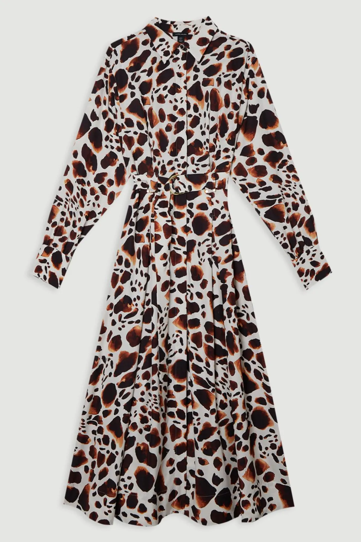 KarenMillen Robe chemise tissée en viscose lin premium avec ceinture à boucle dorée<Femme Robes À Manches Longues|Robes