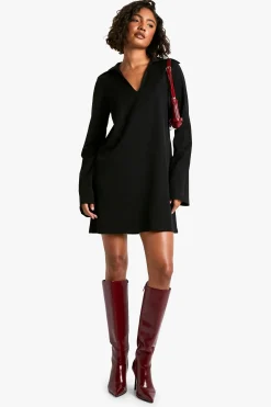 Robe chemise tissée sur mesure avec détail de col haut